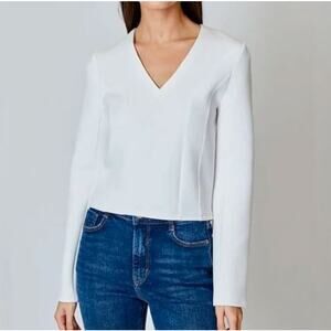 dh New York Women's Margot SCUBA V Neck Long Sleeve Top Sz S NWT 198